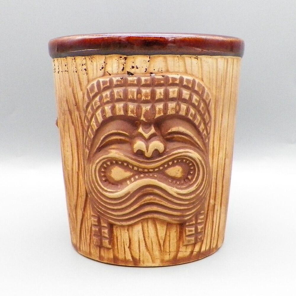 Otagiri Tiki Face Ceramic Cup Mug Planter Vintage